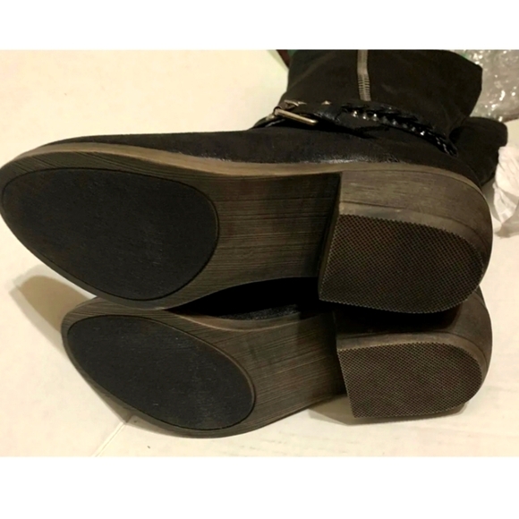 Redpoll Studded Knee High Buckle Riding Boots, Black Size  6.5 - Picture 3 of 8